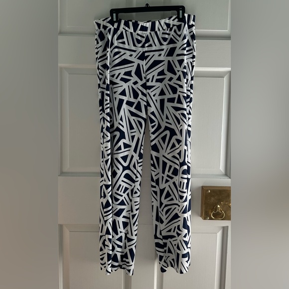 Jude Connally Pants - Jude Connally Navy and White Geometric Pants XL